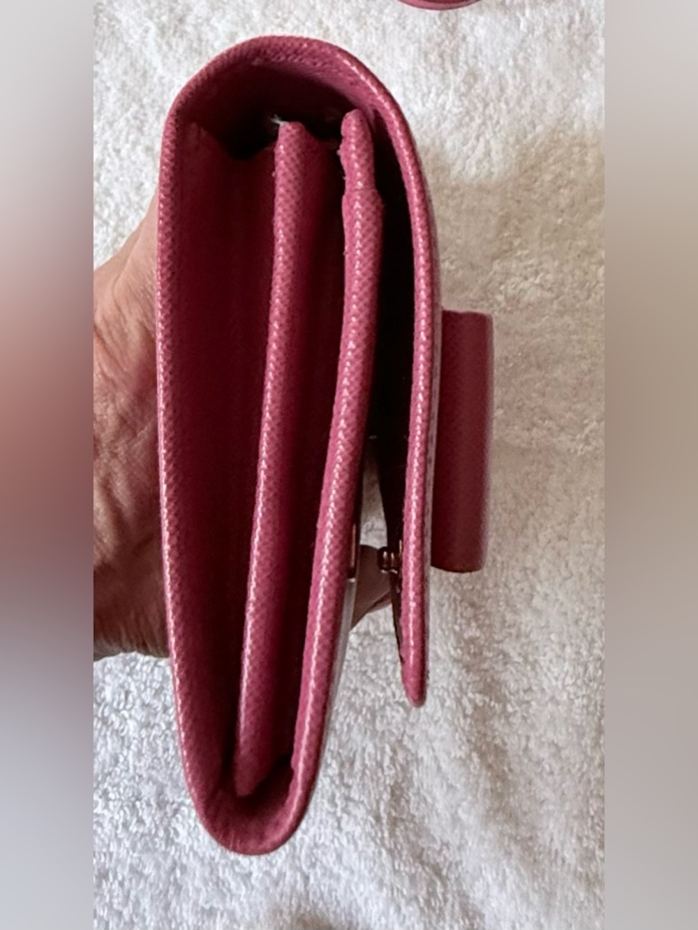 Prada Rose Pink Saffiano Bow Crossbody Wallet / Crossbody - Picture 11 of 16